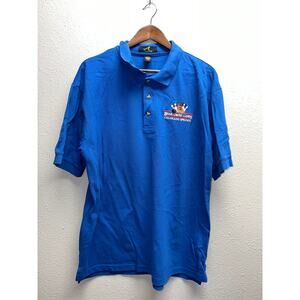 Vintage Colorado Springs Bowling Polo Shirt Bear Creek Lanes Blue Tee XL